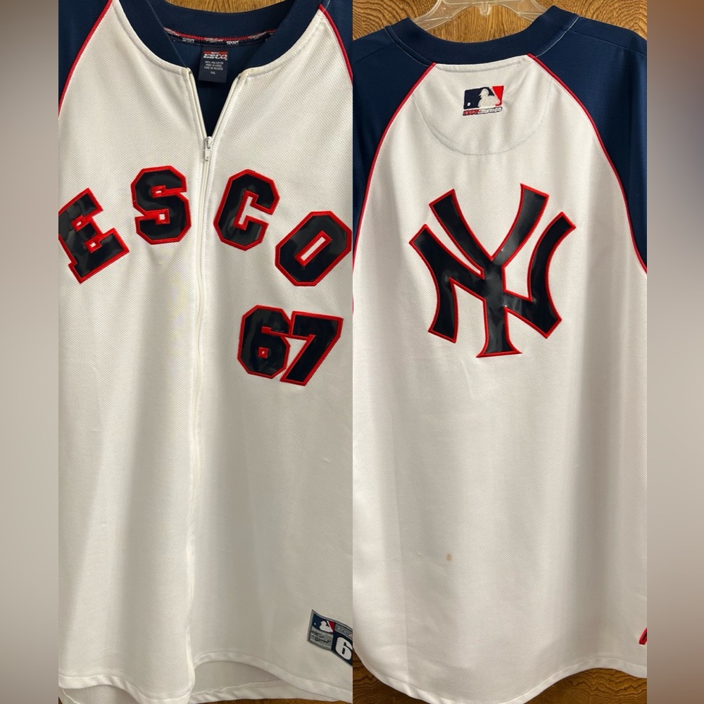 ESCO ATLETICO Zip Down Yankees 67 Stitched MLB Sleeveless Jersey 2XL